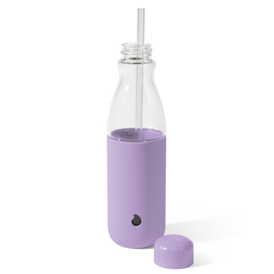 glass-original-bottle-18oz-n9 18oz_Lilac_Purple_Glass_Original_Bottle_Front_Cap_Off_Straw_In_Front_Cap_On_Straw_In.jpg