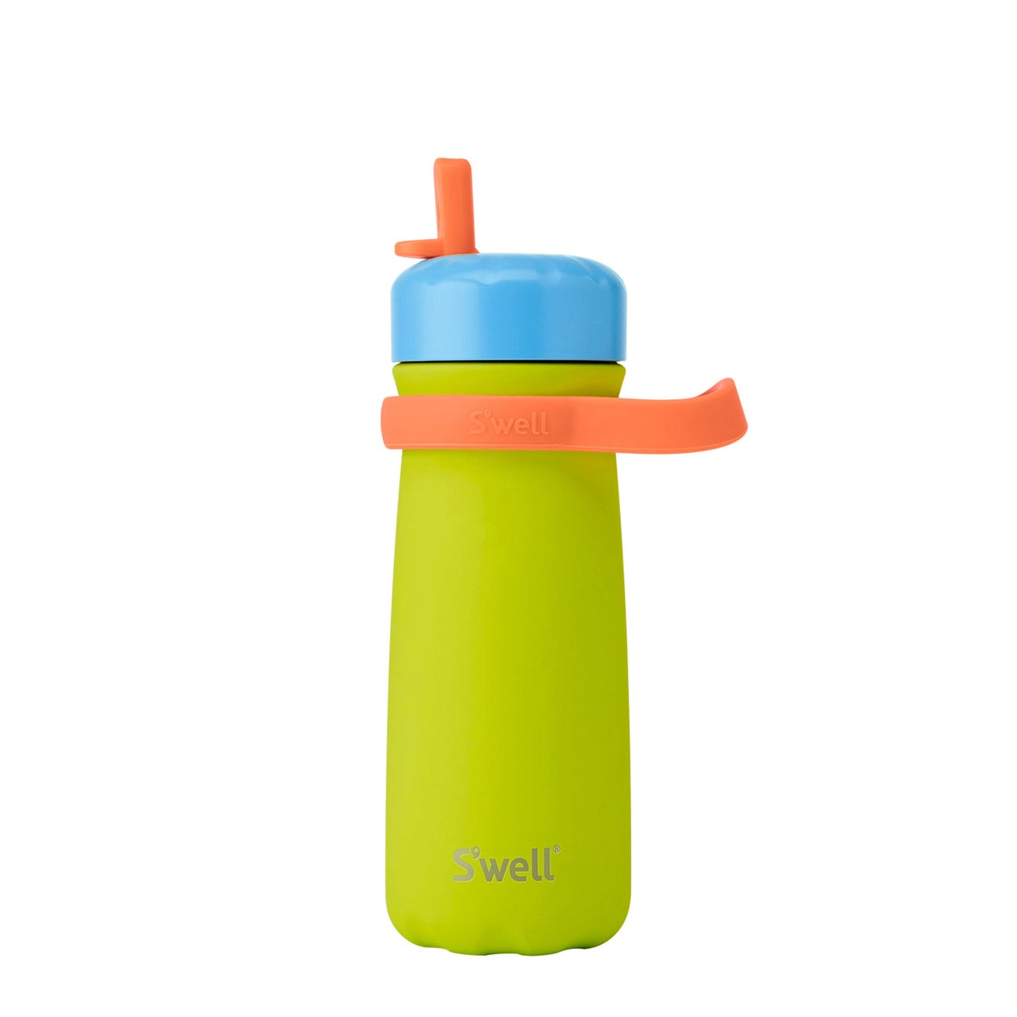 traveler-with-flip-straw-lid-16oz-h9 Swell-Kids-Water-Bottle-Traveler-16oz-Lime-Sherbet-Front-Lid-Up.jpg